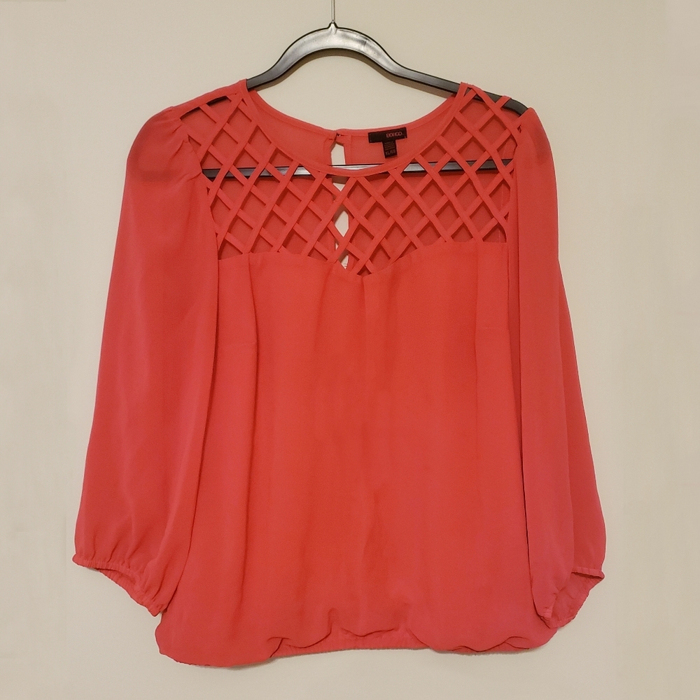 Coral elastic hem top